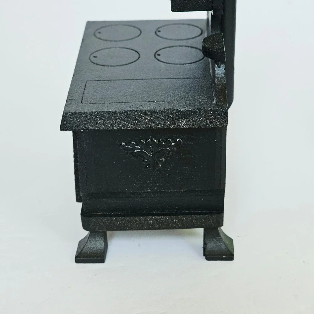 Vintage Miniature Kitchen Furniture Stove Ice Box Butcher Block Set Farmhouse